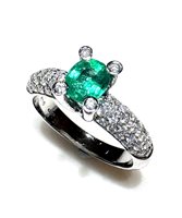 Ring Woman Classici in White Gold Smeraldo SME CT 0.70 DIA CT 0.49 DNG